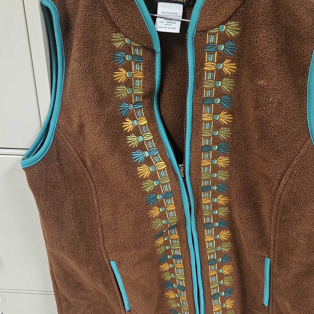 Bob Mackie Brown Vest with Colorful Embroidery